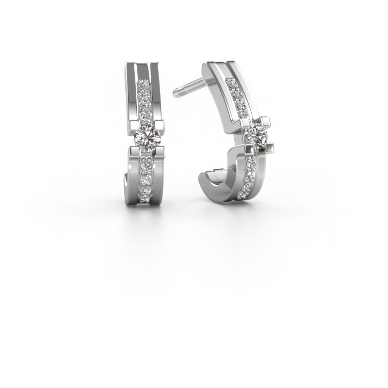 Image de Boucles d'oreilles Myrthe 950 platine Diamant 0.20 crt