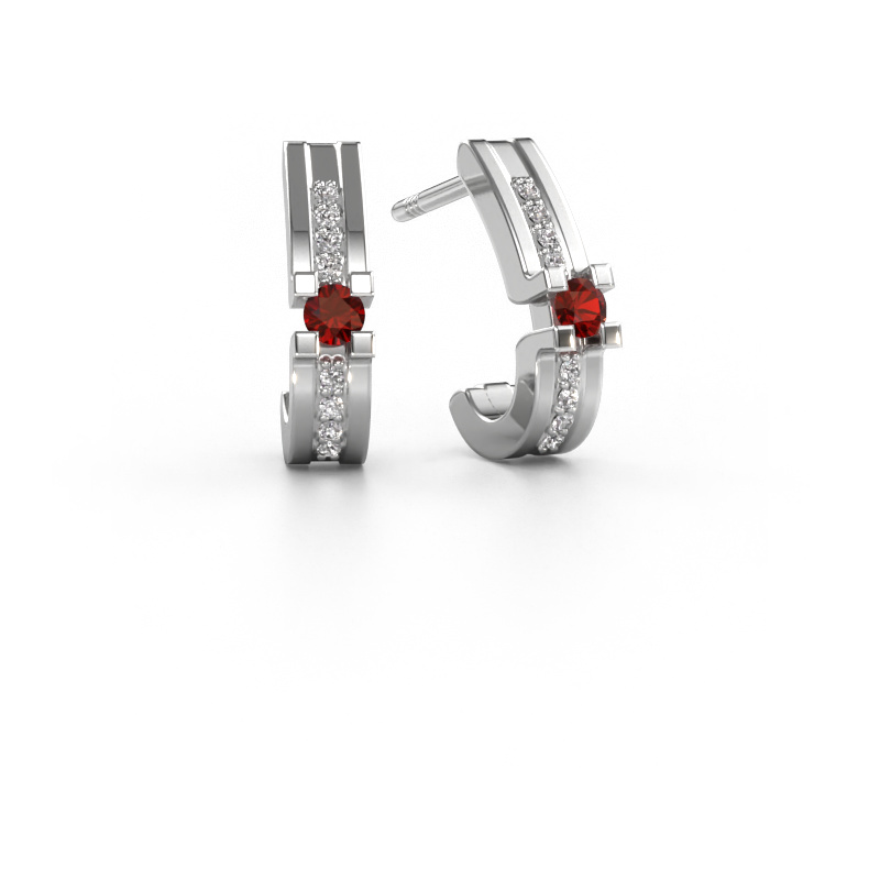 Image of Earrings Myrthe 950 platinum Garnet 2.5 mm