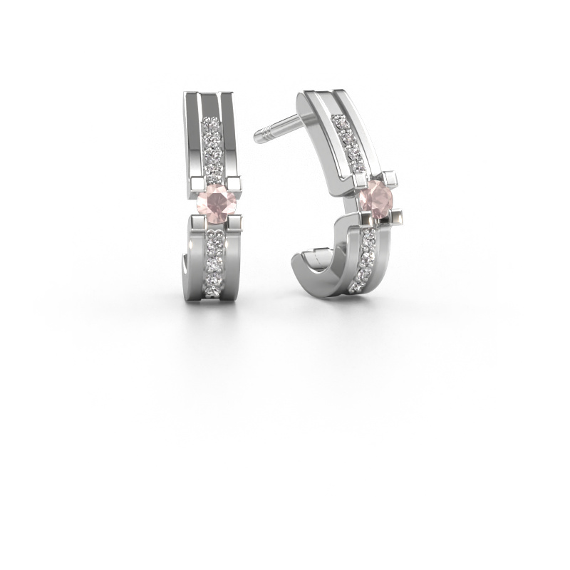 Image of Earrings Myrthe 950 platinum Morganite champagne 2.5 mm