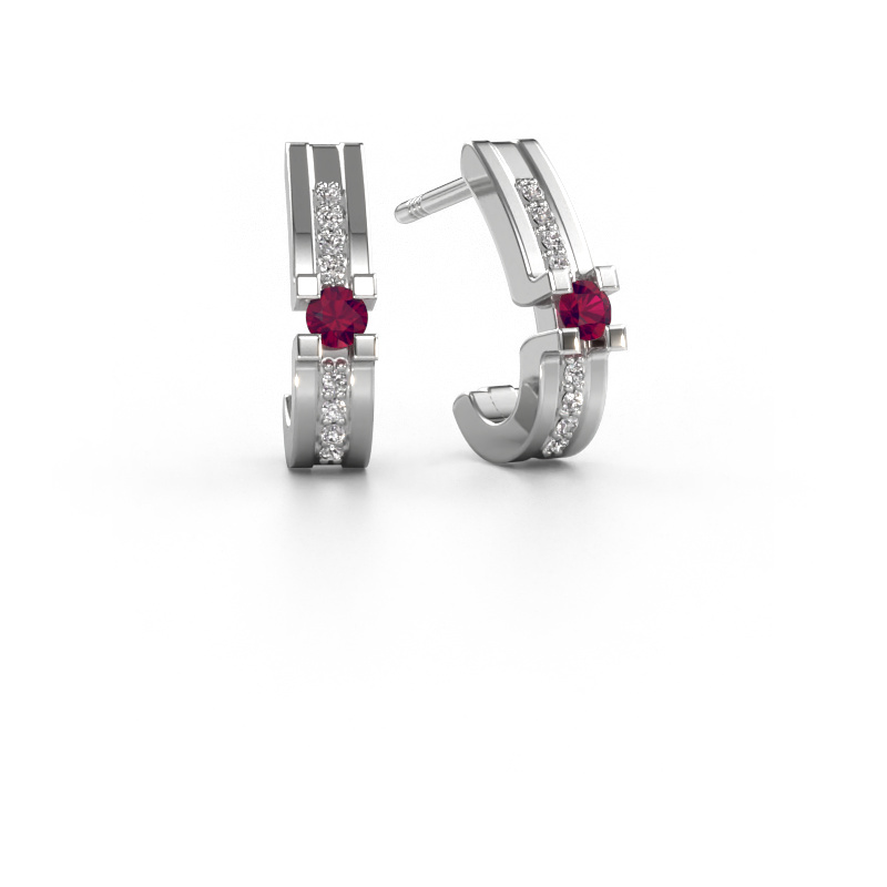 Image of Earrings Myrthe 950 platinum Rhodolite 2.5 mm