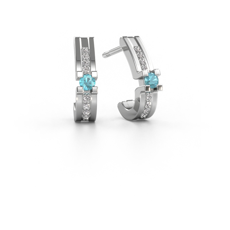 Image of Earrings Myrthe 950 platinum Blue topaz 2.5 mm