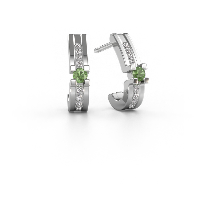 Image of Earrings Myrthe 950 platinum Tourmaline green 2.5 mm