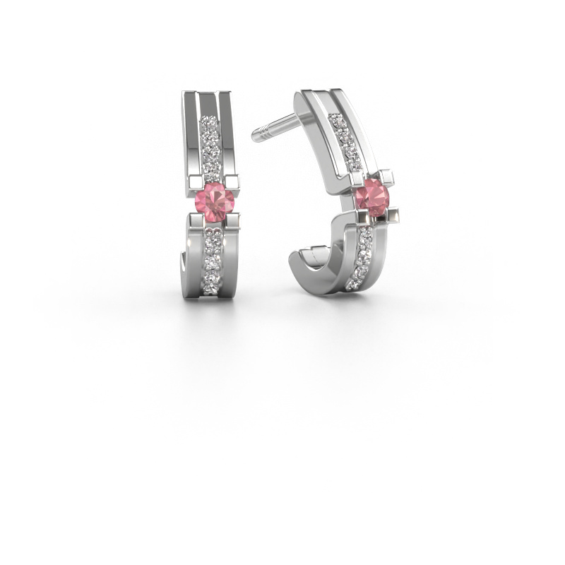 Image of Earrings Myrthe 950 platinum Tourmaline pink 2.5 mm