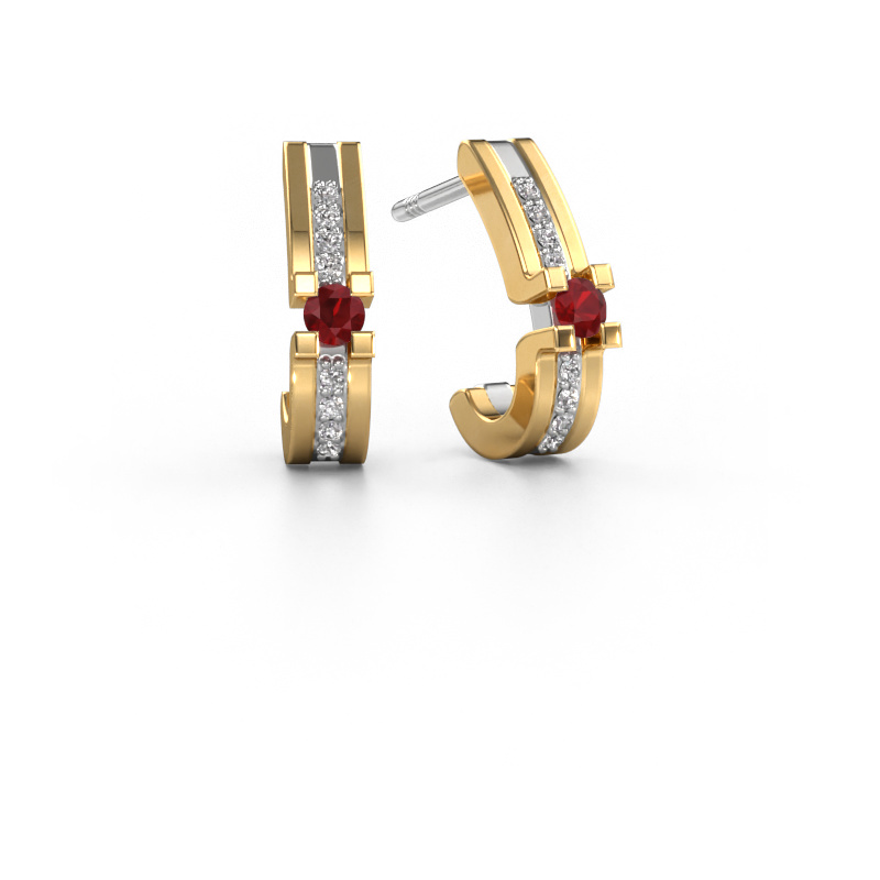 Image of Earrings Myrthe 585 white gold Ruby 2.5 mm