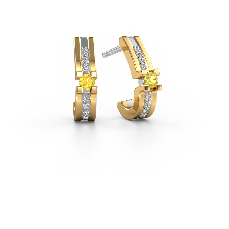 Image of Earrings Myrthe 585 white gold Yellow sapphire 2.5 mm