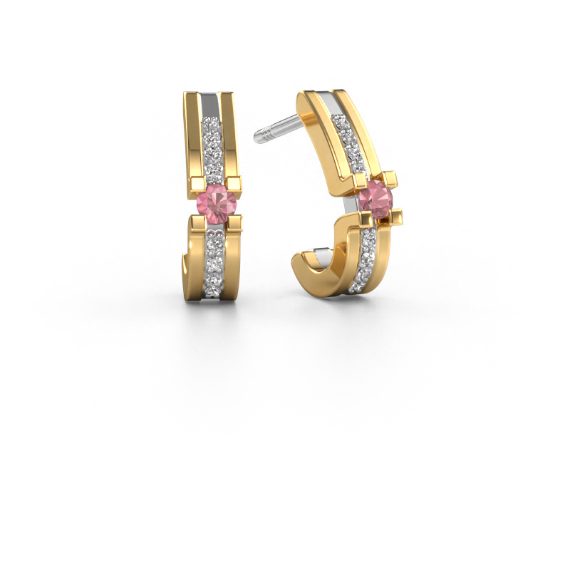 Image of Earrings Myrthe 585 white gold Tourmaline pink 2.5 mm