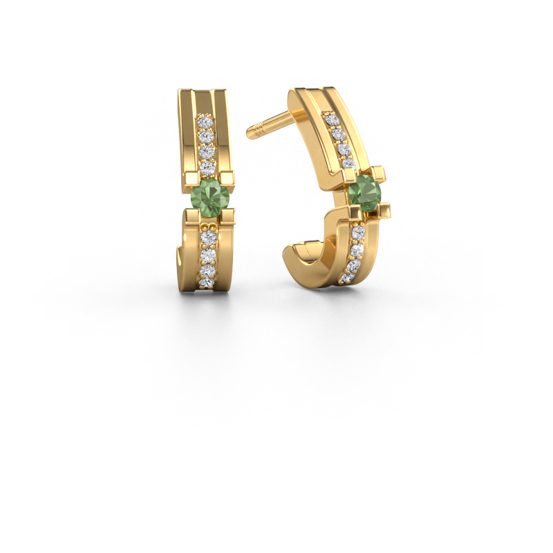 Image of Earrings Myrthe 585 gold Tourmaline green 2.5 mm