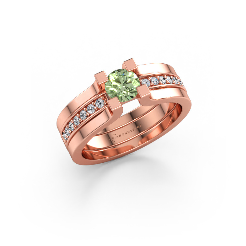 Immagine di Anello di fidanzamento Myrthe 585 oro rosa Diamante lab grown verde 5 mm