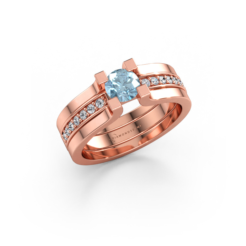 Bild av Förlovningsring Myrthe 585 roséguld Blå labbodlad diamant 5 mm