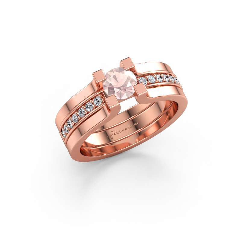 Immagine di Anello di fidanzamento Myrthe 585 oro rosa Morganite champagne 5 mm
