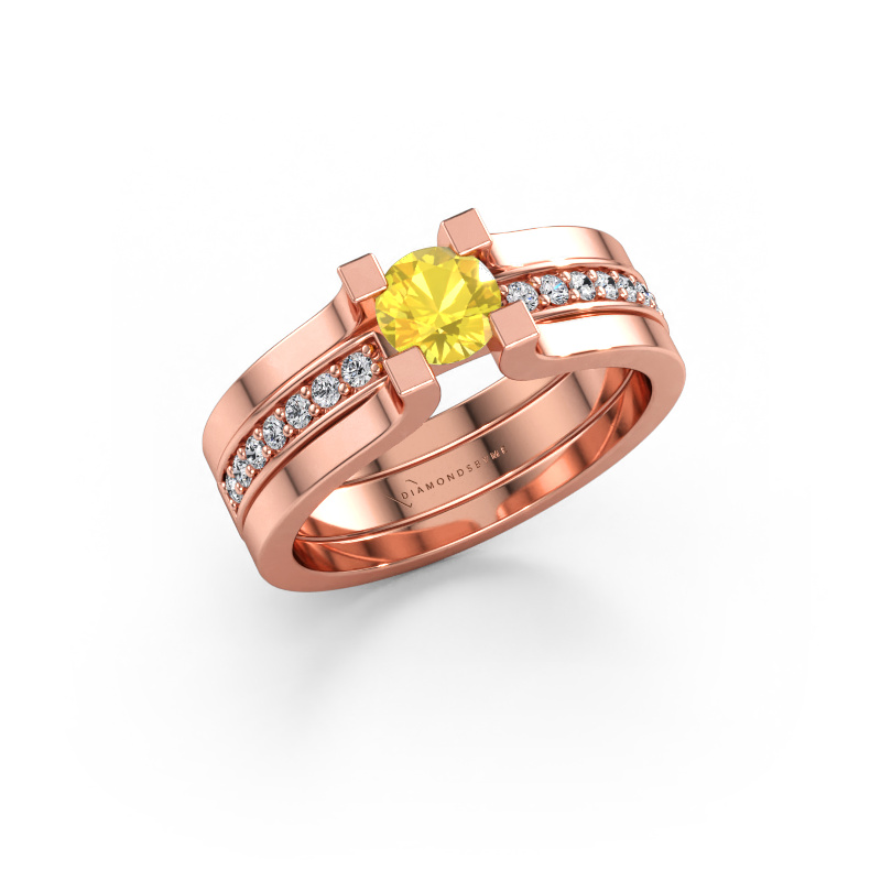Bild av Förlovningsring Myrthe 585 roséguld Gul safir 5 mm