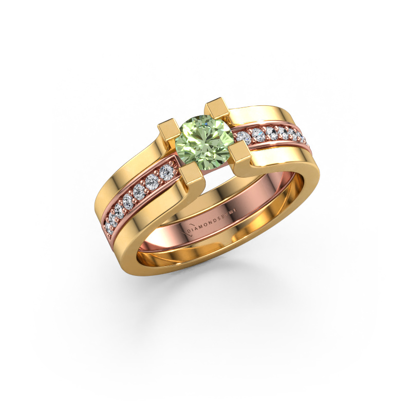 Image of Engagement ring Myrthe 585 rose gold Green lab grown diamond 5 mm