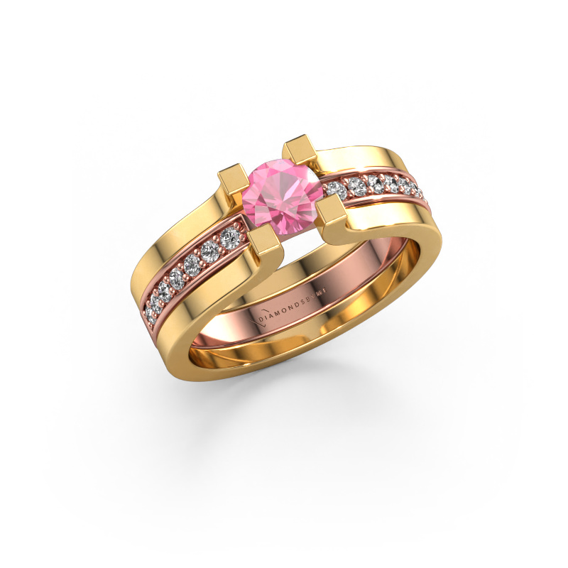Image de Bague de fiançailles Myrthe 585 or rose Saphir rose 5 mm