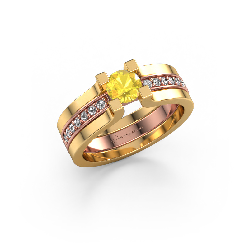 Bild von Verlobungsring Myrthe 585 Roségold Gelb Saphir 5 mm