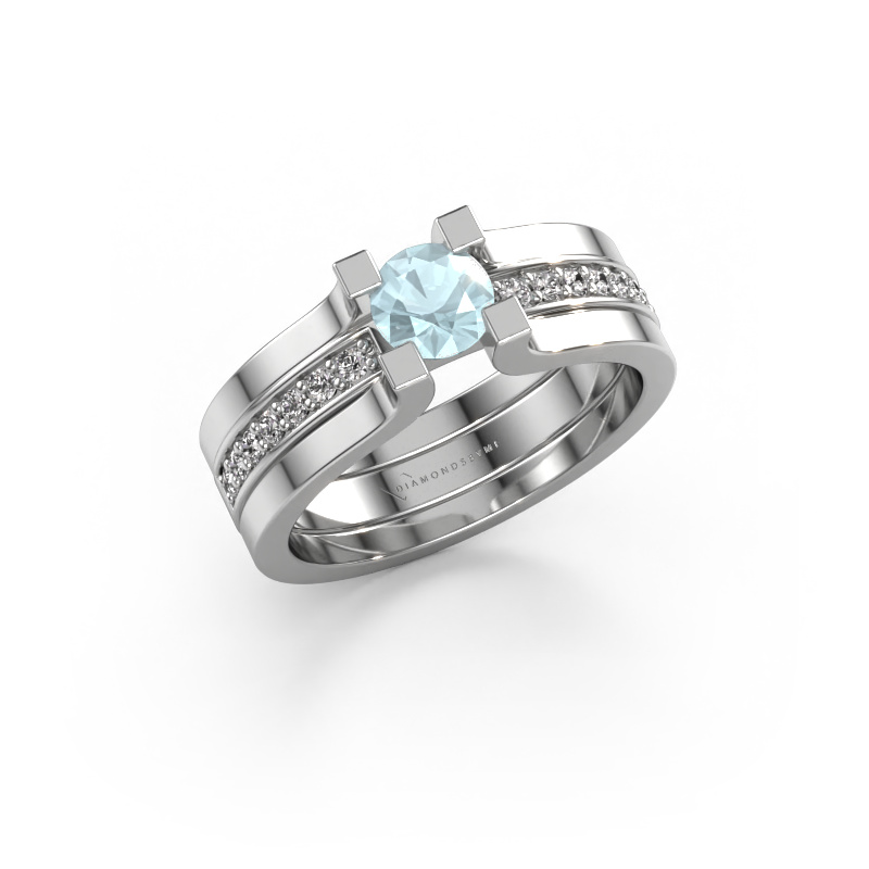 Image of Engagement ring Myrthe 950 platinum Aquamarine 5 mm