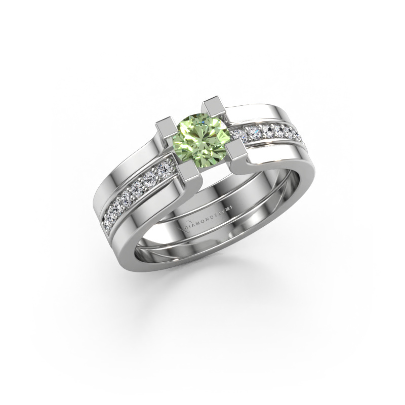 Bild von Verlobungsring Myrthe 950 Platin Grüner Labor-Diamant 5 mm