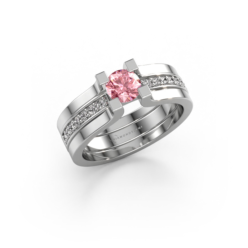 Image of Engagement ring Myrthe 950 platinum Pink lab grown diamond 5 mm