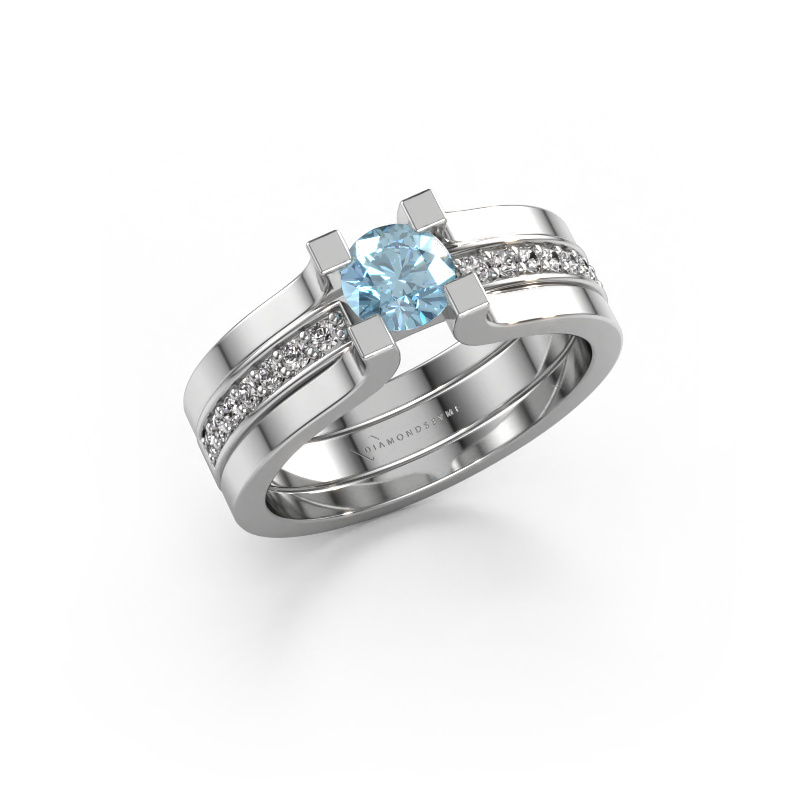 Bild von Verlobungsring Myrthe 950 Platin Blauer Labordiamant 5 mm