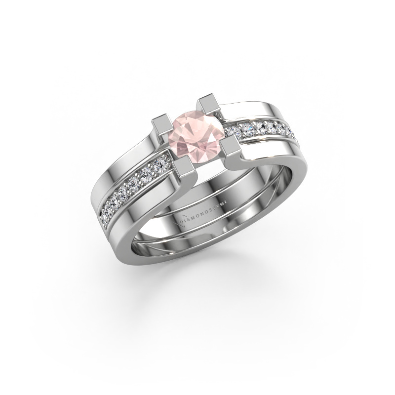 Image of Engagement ring Myrthe 950 platinum Morganite champagne 5 mm