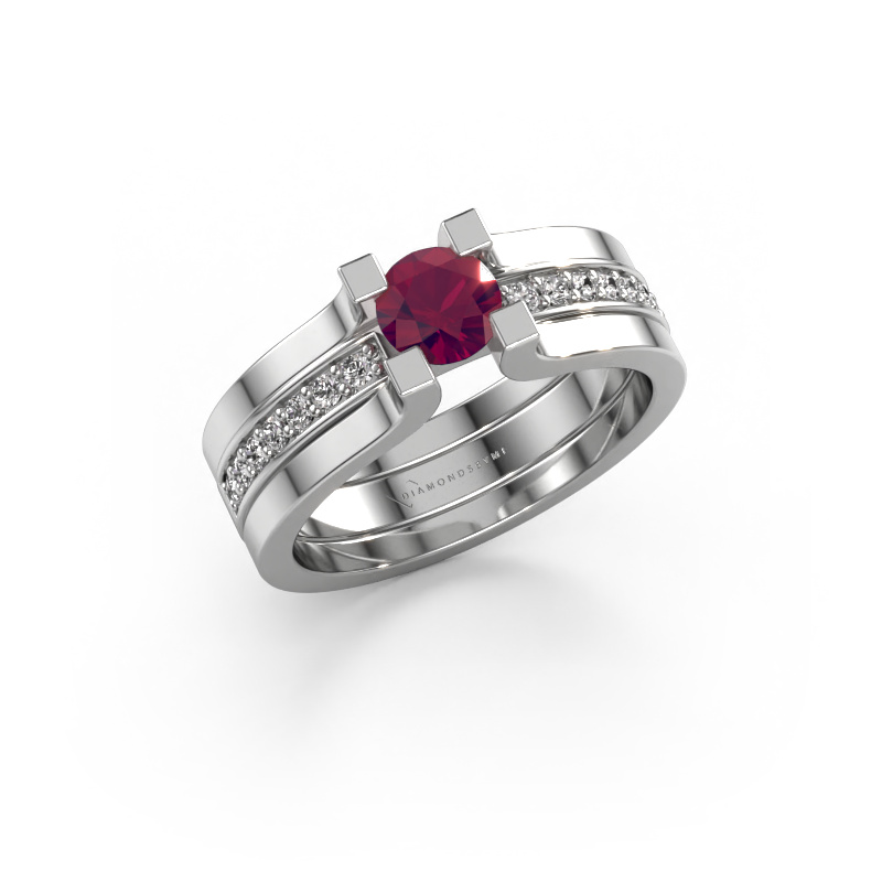 Image of Engagement ring Myrthe 950 platinum Rhodolite 5 mm