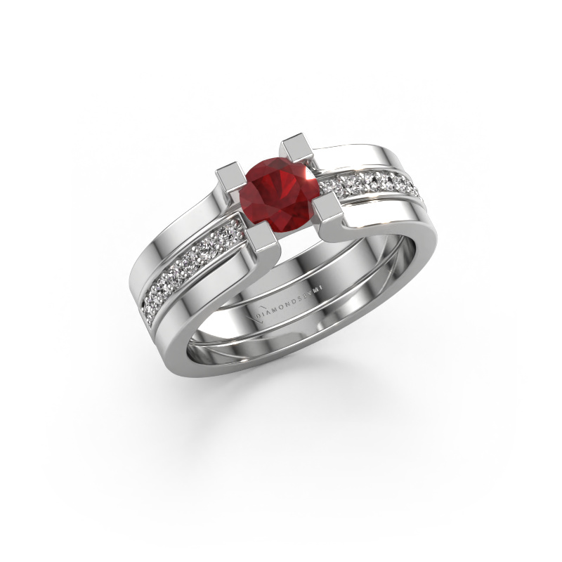 Image of Engagement ring Myrthe 950 platinum Ruby 5 mm
