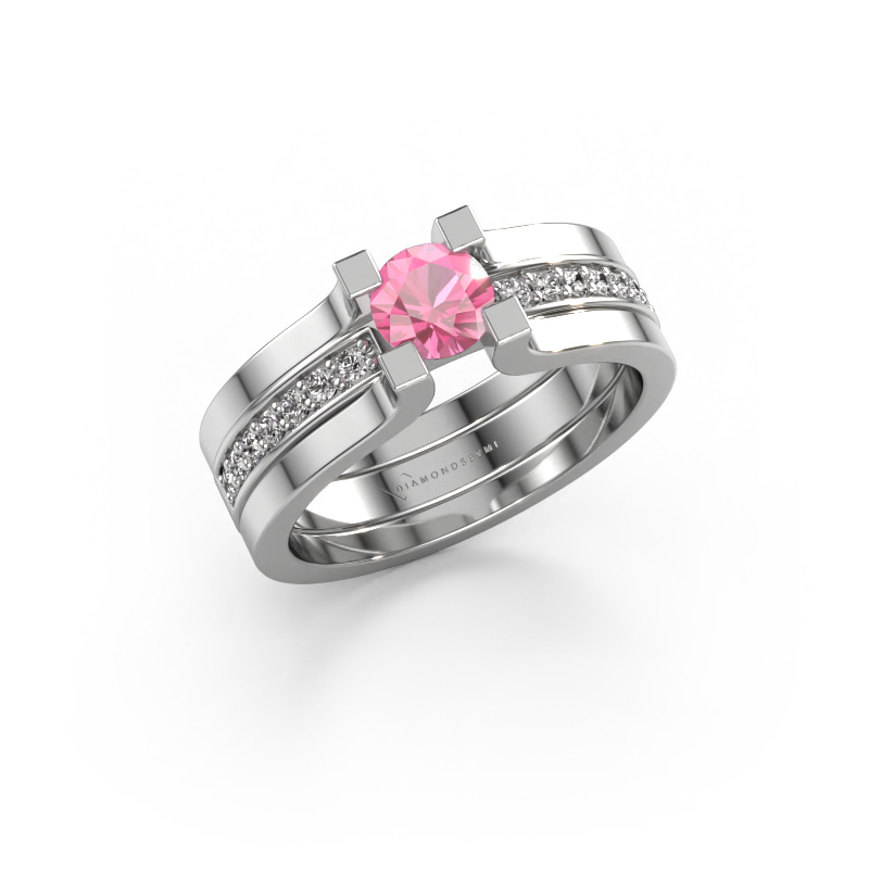 Bild von Verlobungsring Myrthe 950 Platin Pink Saphir 5 mm