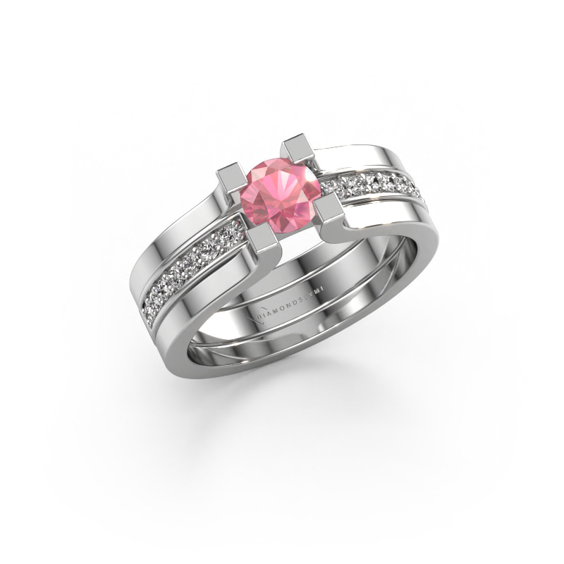 Image de Bague de fiançailles Myrthe 950 platine Rose tourmaline 5 mm