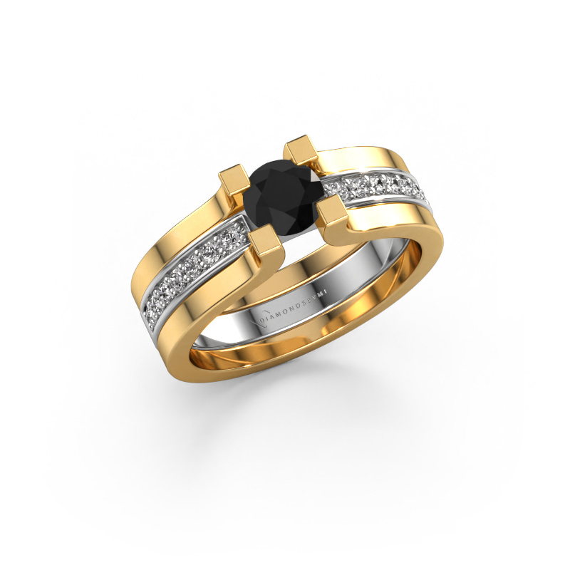 Image de Bague de fiançailles Myrthe 585 or blanc Diamant noir 0.768 crt