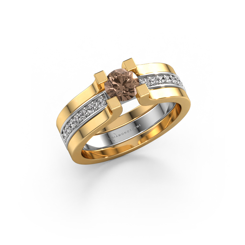 Bild von Verlobungsring Myrthe 585 Weißgold Braun Diamant 0.668 crt