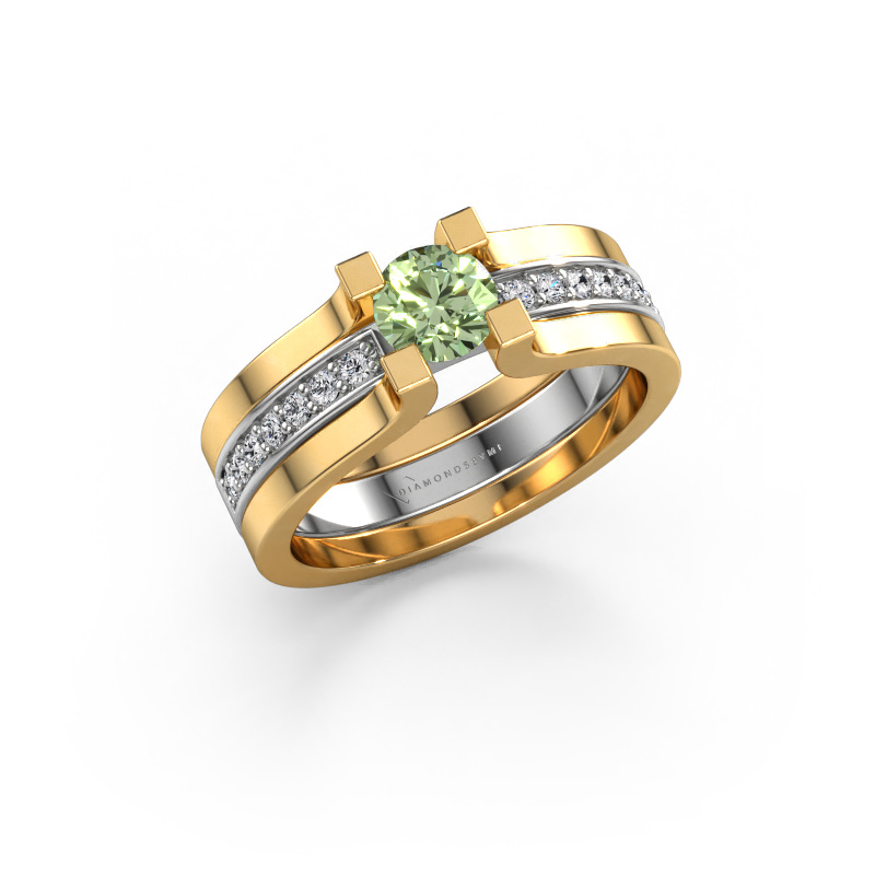 Image of Engagement ring Myrthe 585 white gold Green lab grown diamond 5 mm