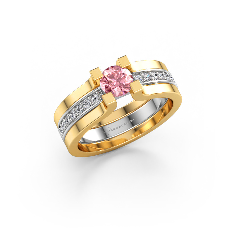 Bild av Förlovningsring Myrthe 585 vitt guld Rosa labbodlad diamant 5 mm