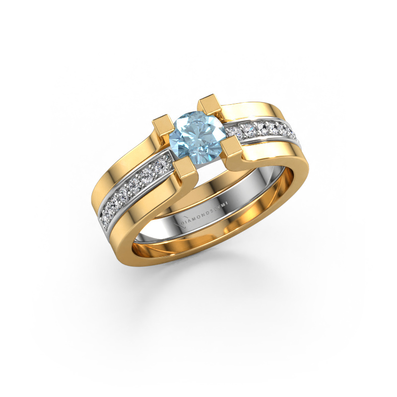 Image of Engagement ring Myrthe 585 white gold Blue lab grown diamond 5 mm