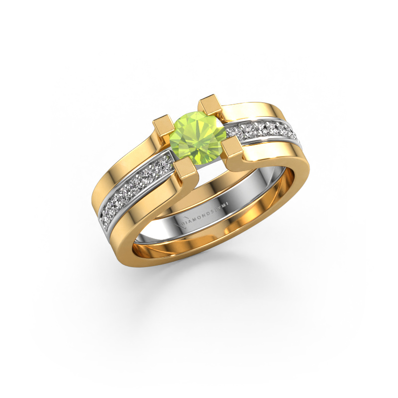 Image of Engagement ring Myrthe 585 white gold Peridot 5 mm