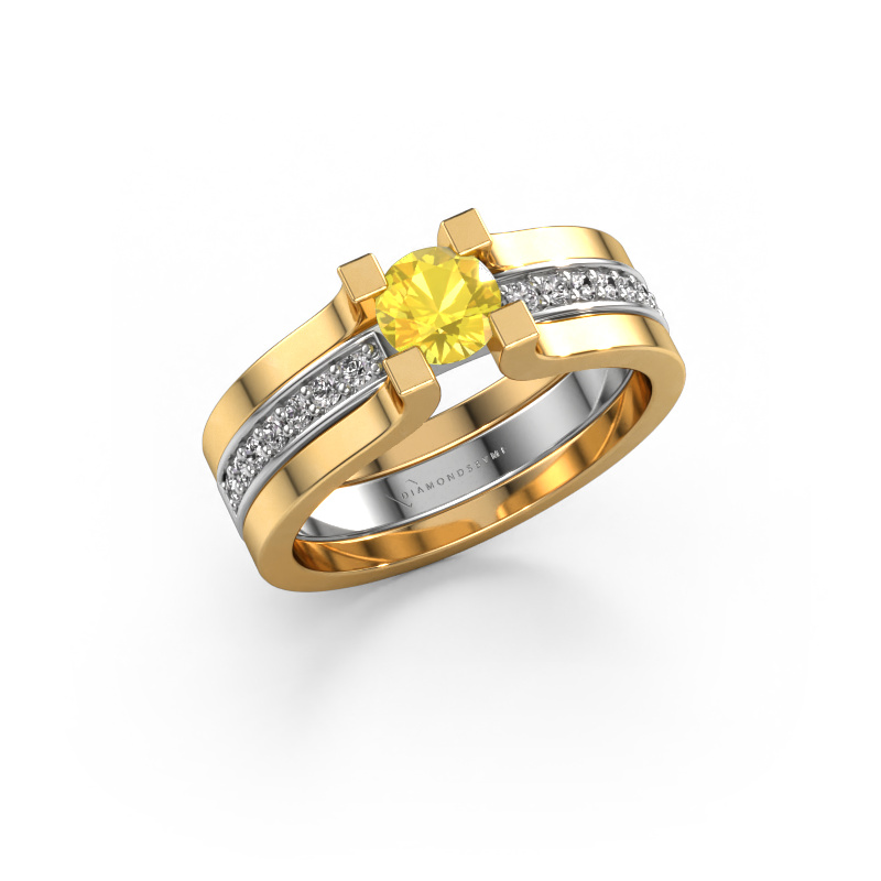 Image de Bague de fiançailles Myrthe 585 or blanc Saphir jaune 5 mm