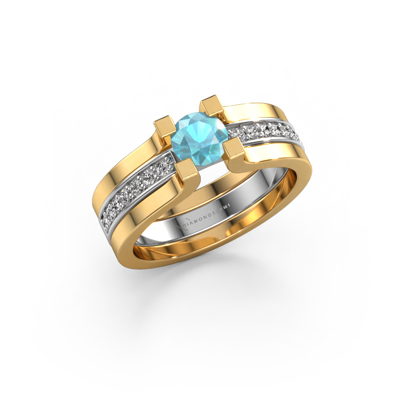 Bild von Verlobungsring Myrthe 585 Weißgold Blau Topas 5 mm