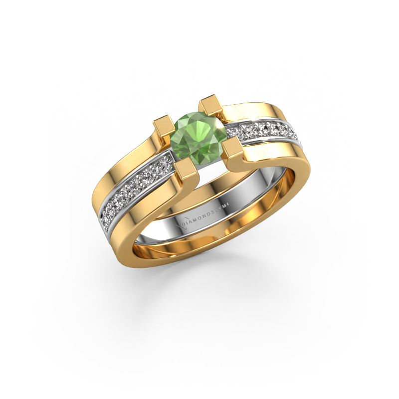 Image of Engagement ring Myrthe 585 white gold Tourmaline green 5 mm