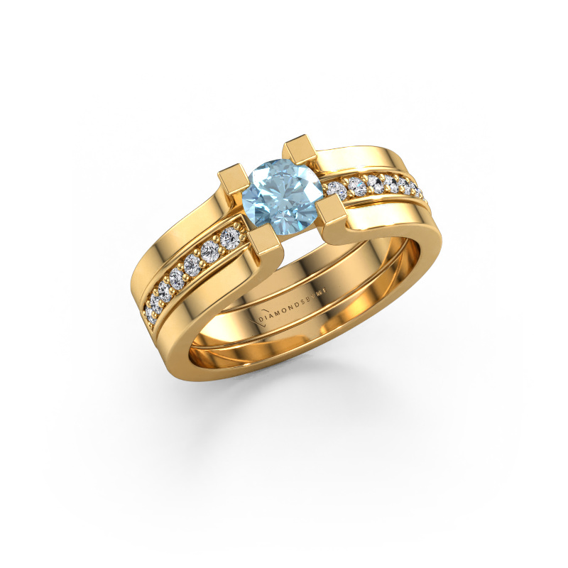Image of Engagement ring Myrthe 585 gold Blue lab grown diamond 5 mm