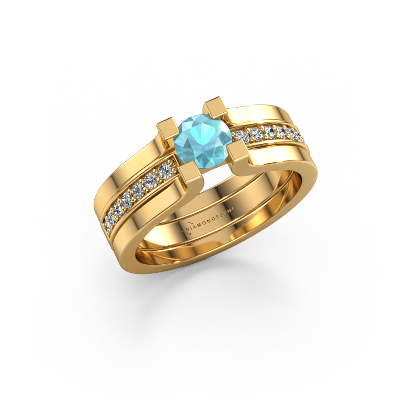 Image de Bague de fiançailles Myrthe 585 or jaune Topaze bleue 5 mm