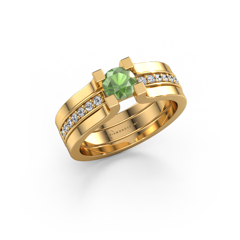 Image of Engagement ring Myrthe 585 gold Tourmaline green 5 mm