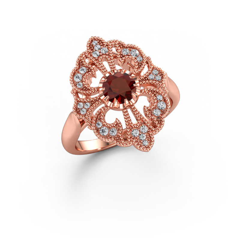 Bild av Förlovningsring Naida 585 roséguld Granat 5 mm