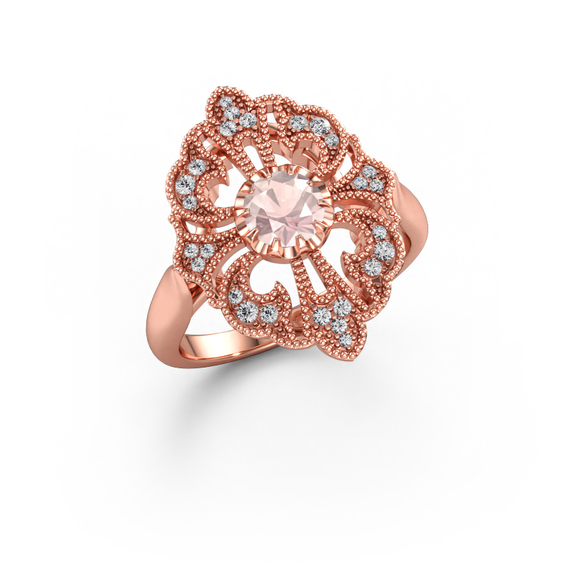 Bild av Förlovningsring Naida 585 roséguld Champagnefärgad morganit 5 mm