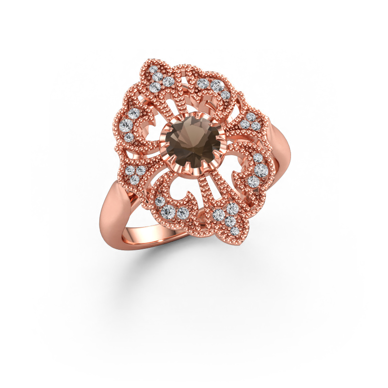 Immagine di Anello di fidanzamento Naida 585 oro rosa Quarzo fumé 5 mm