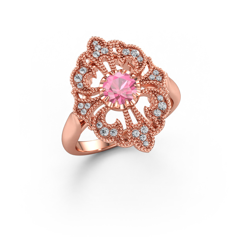Bild av Förlovningsring Naida 585 roséguld Rosa safir 5 mm