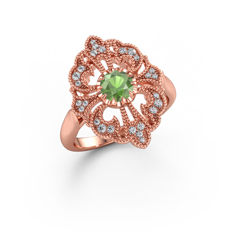 Immagine di Anello di fidanzamento Naida 585 oro rosa Tormalina verde 5 mm