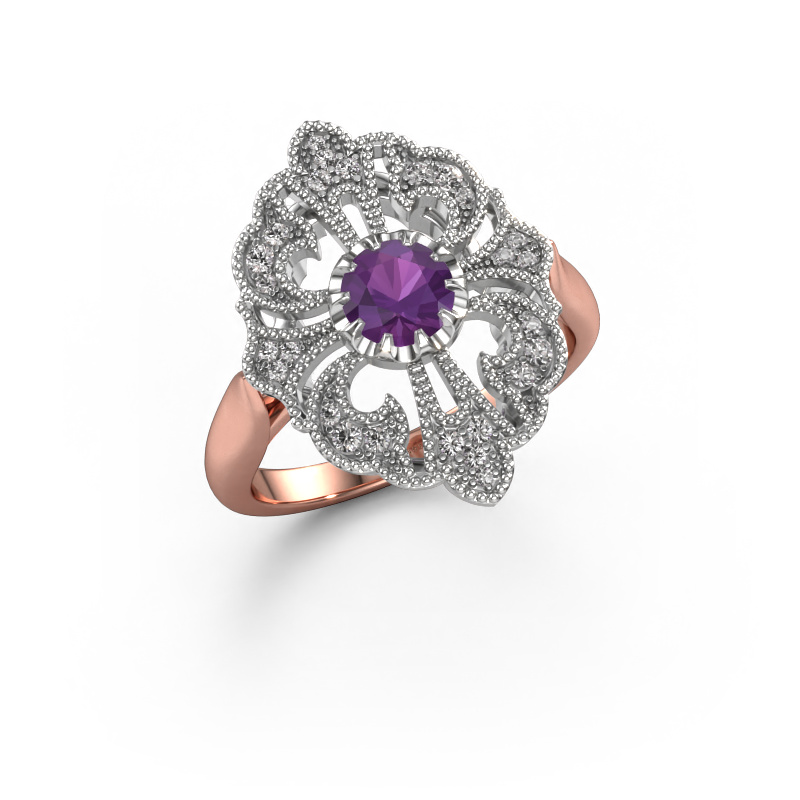 Image of Engagement ring Naida 585 rose gold Amethyst 5 mm