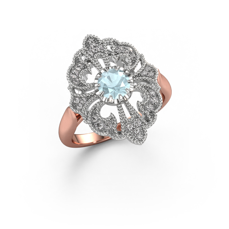 Image of Engagement ring Naida 585 rose gold Aquamarine 5 mm