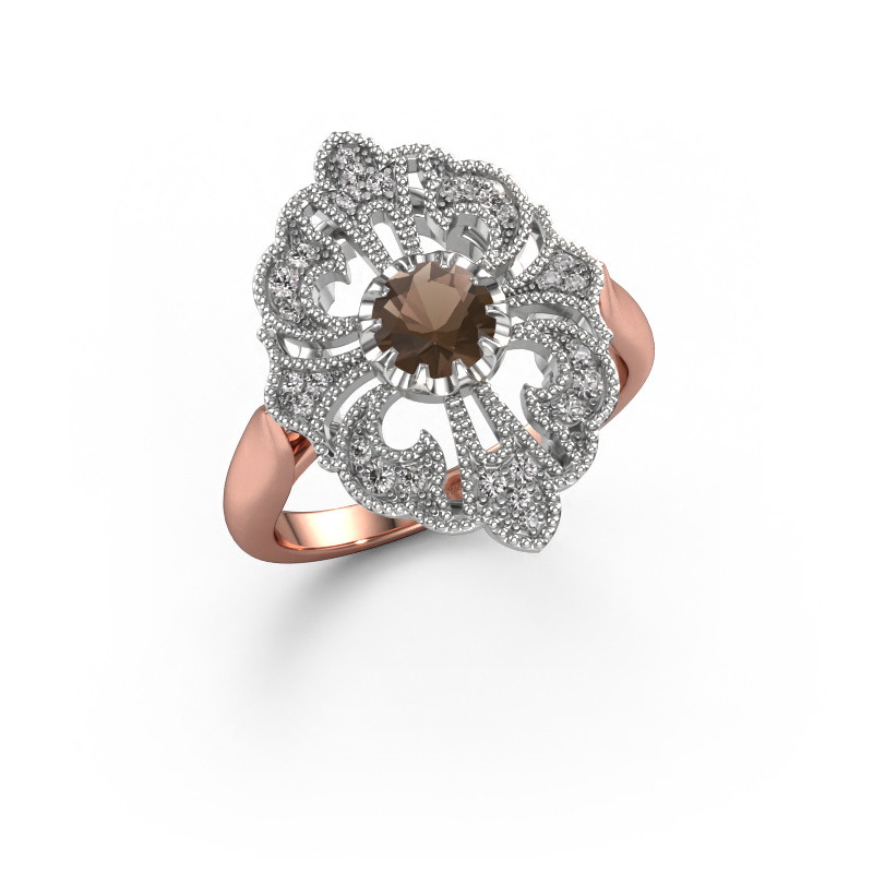 Image of Engagement ring Naida 585 rose gold Smokey quartz 5 mm