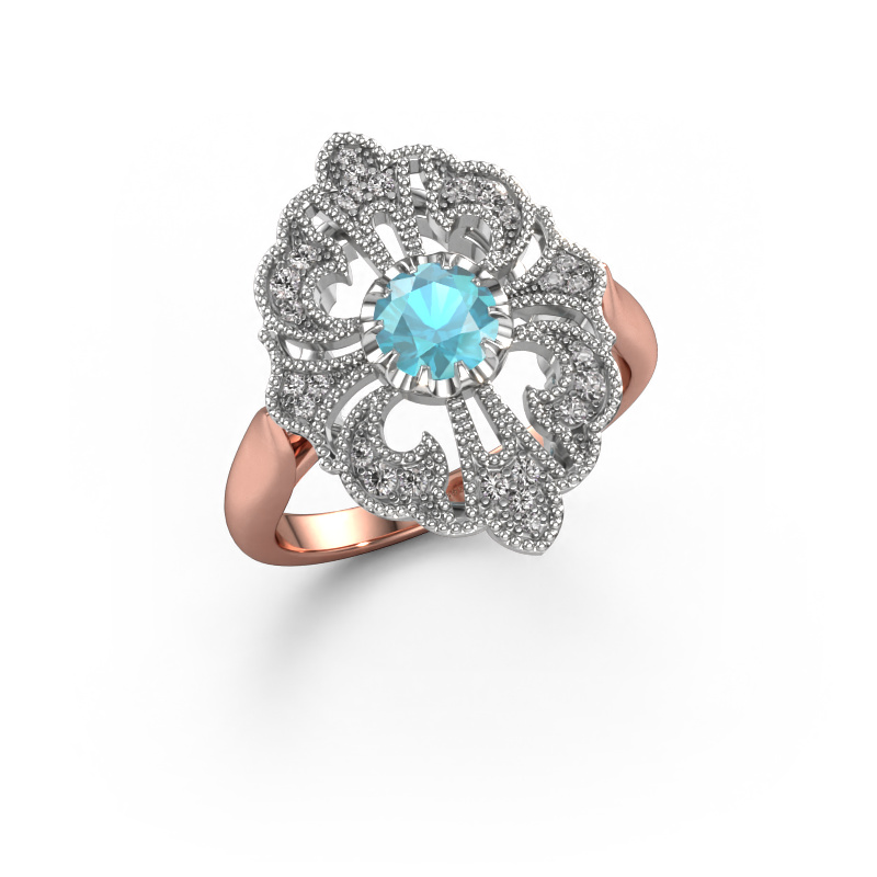 Image of Engagement ring Naida 585 rose gold Blue topaz 5 mm