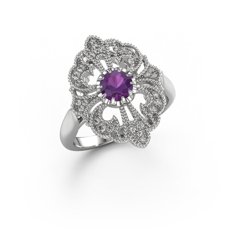 Bild von Verlobungsring Naida 585 Weißgold Amethyst 5 mm
