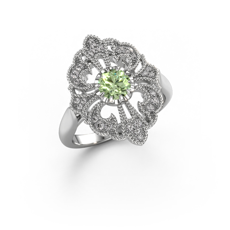 Image of Engagement ring Naida 585 white gold Green lab grown diamond 5 mm